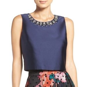 2x HP Eliza J Bejeweled Jacquard Crop Top